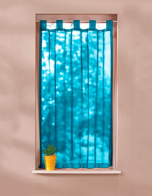Vitrage droit voile uni finition pattes (bleu canard)
