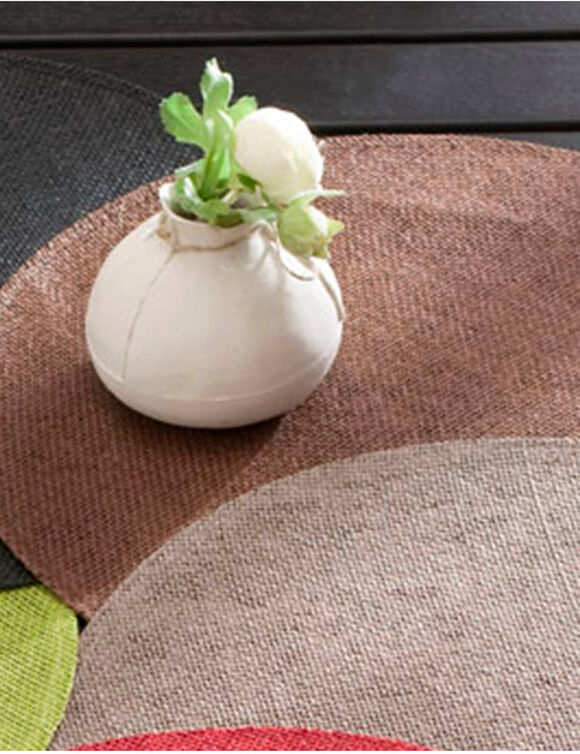 Ronde placemat in bamboe - Set van 4 (taupe)