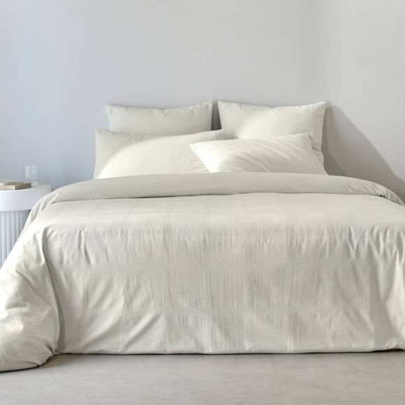 Linge de lit gaufré en coton uni (écru)