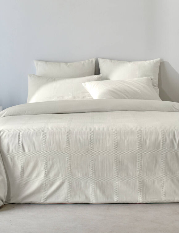 Linge de lit gaufré en coton uni (écru)