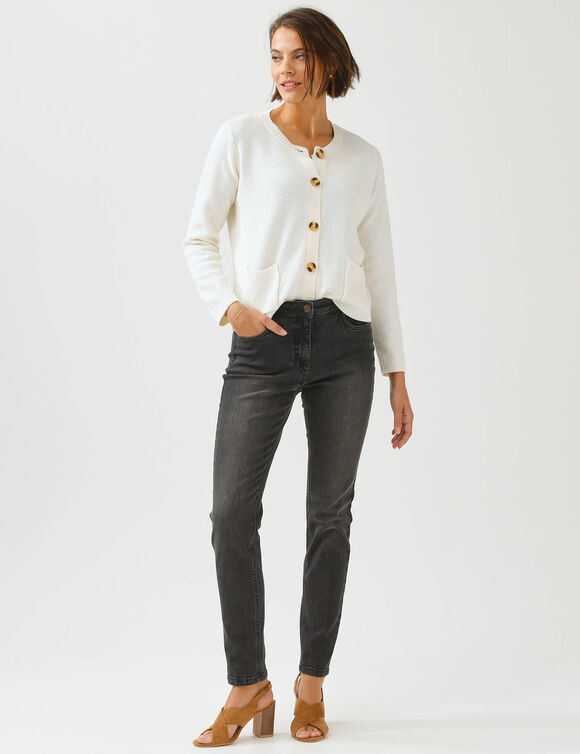 Slimjeans, hoge taille, kleine lengte (used black)