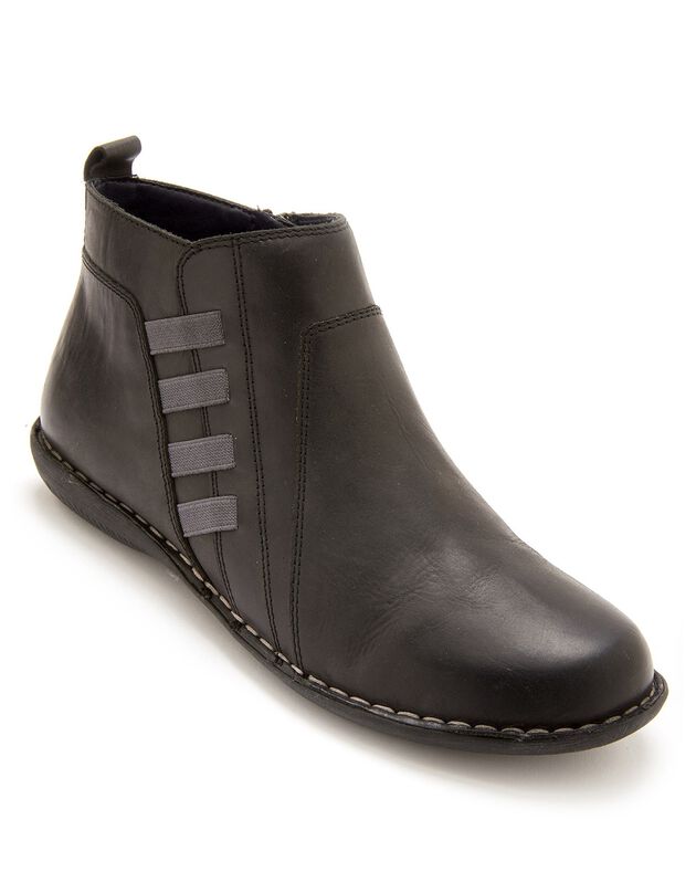 Boots met rits en comfortbreedte, in leer - dames, grijs Boots met rits en comfortbreedte, in leer - dames, grijs, hi-res