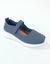 Soepele schoenen met riempjes en ajour (jeansblauw)