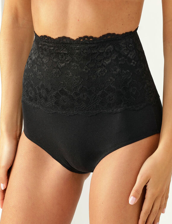 Culotte coton et dentelle taille super haute (noir)