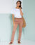 Rechte broek met elastische taille (koffie)