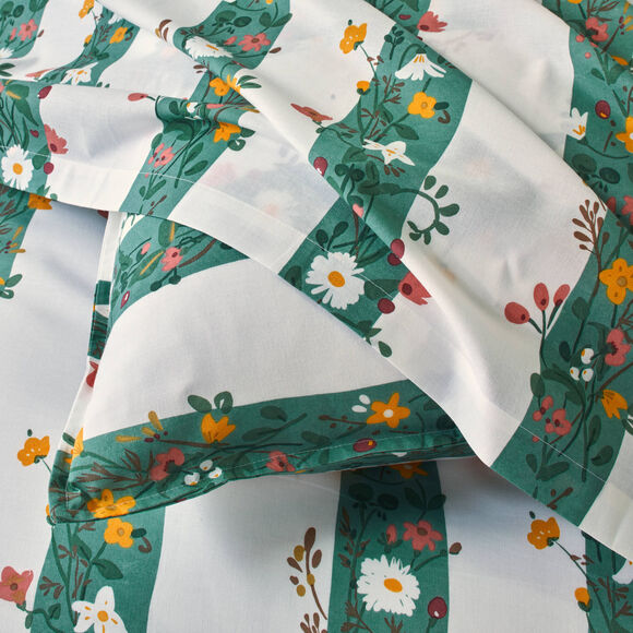 Bedlinnen C&eacute;leste, in bedrukt katoen (groen)