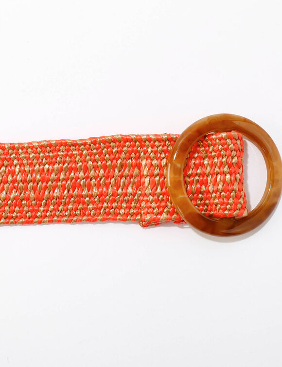 Ceinture raphia élastiquée écru/orange (écru / orange)