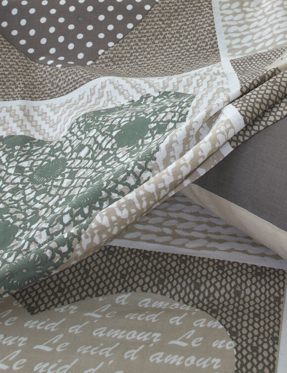 Lovely-beddengoed van katoen met bedrukt motief met harten (beige / groen)