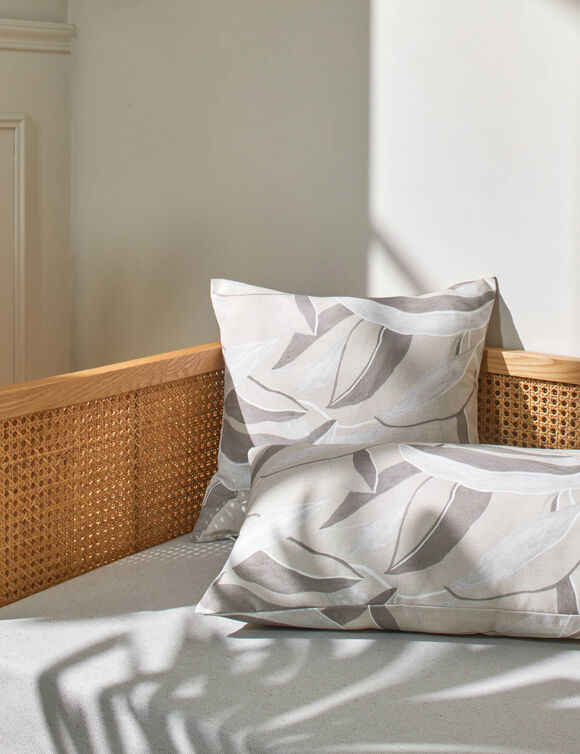 Housse de coussin imprim&eacute; feuillage - lot de 2 (sable)