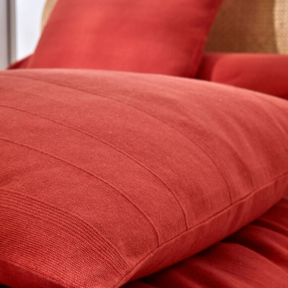 Housse coussin unie coton tissage artisanal - lot de 2 (terracotta)