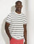 T-shirt rayé col rond manches courtes - coton biologique (blanc cassé / marine)