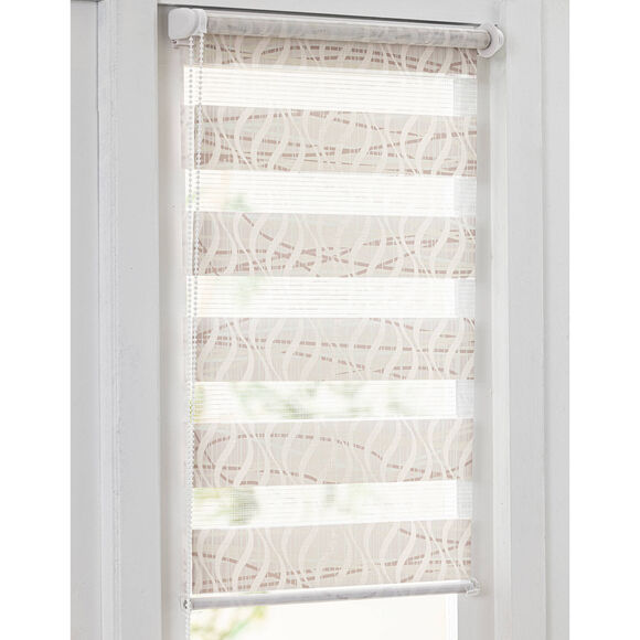 Store jour/nuit motif serpentins (taupe / blanc)