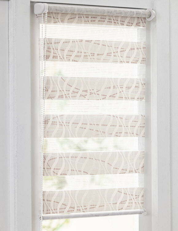 Store jour/nuit motif serpentins (taupe / blanc)
