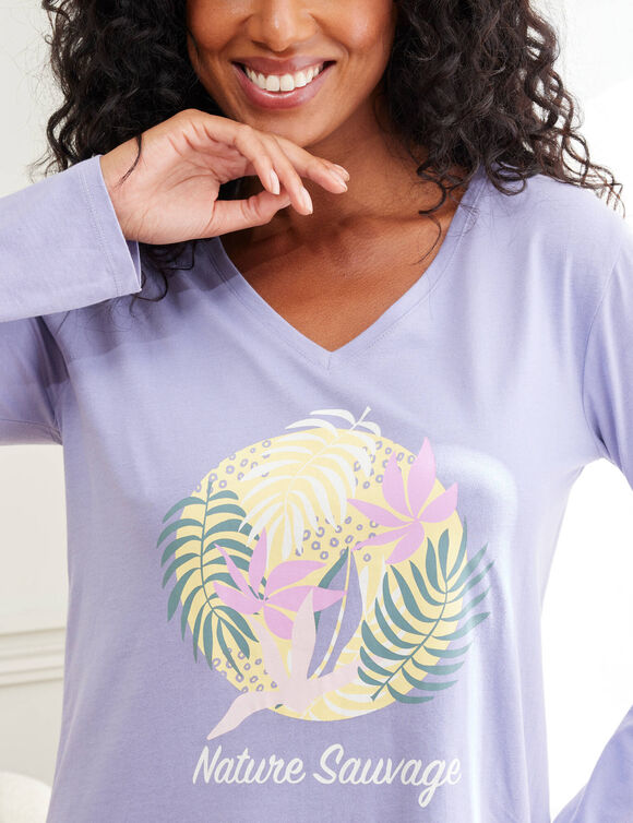 Tee-shirt manches longues "Nature Sauvage" (parme)