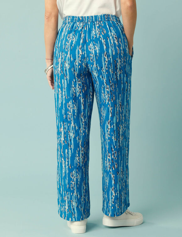 Pantalon fluide imprimé Spécial Petites taille élastiquée (bleu / marine)