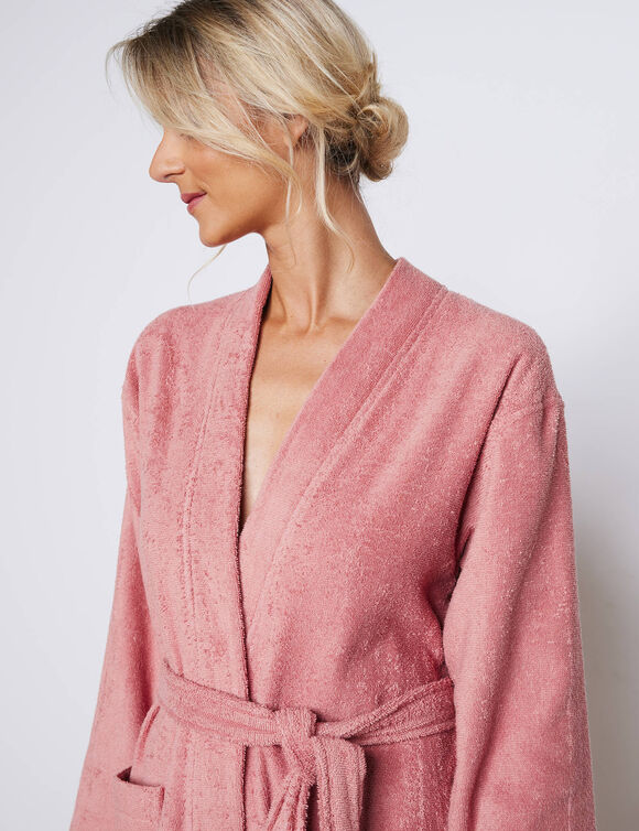 Peignoir mixte adute éponge bouclette 1er prix (bois de rose)