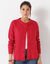 Vest met knopen in patenttricot (framboos)