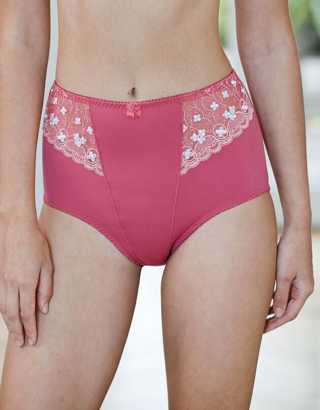 Gaineslip in microvezel en geborduurde tule Caminata (rozenhout)