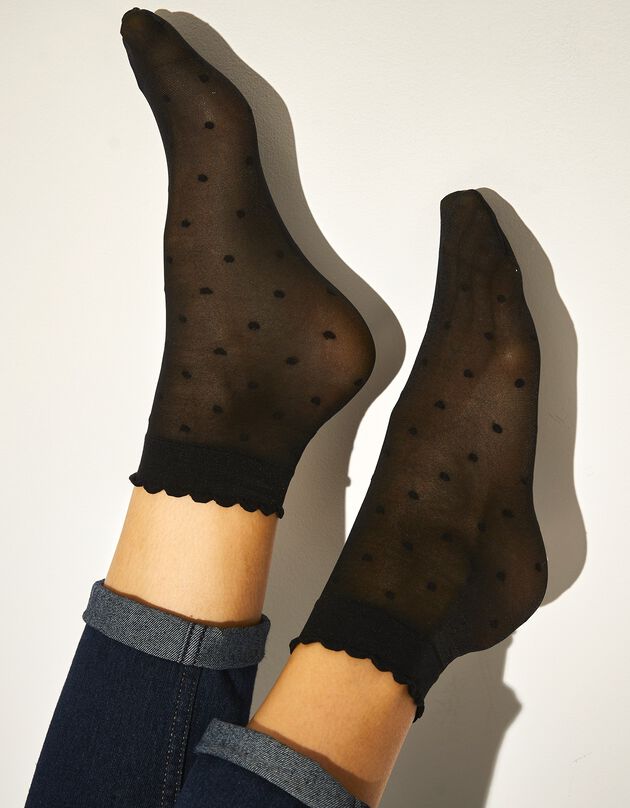 Mi-chaussettes plumetis - lot de 2 paires (noir)