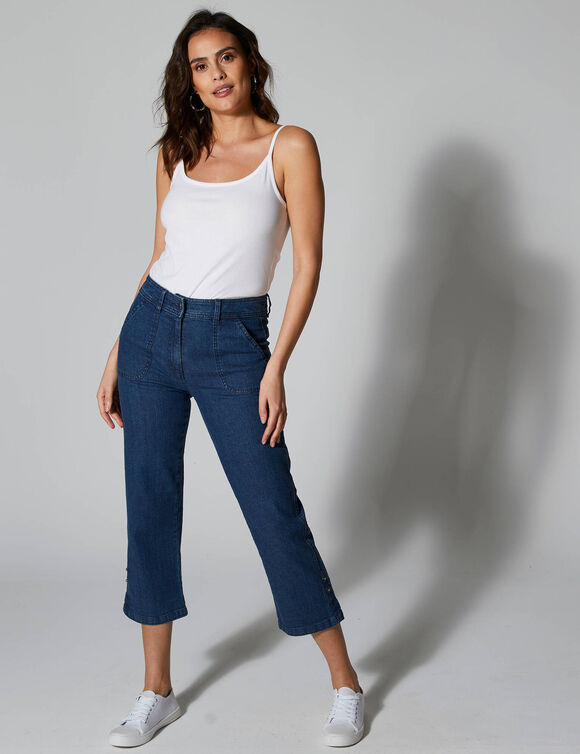 Pantacourt droit retroussable, jean (stone)