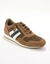 Leren sneakers in 2 materialen, met veters en rits (bruin)