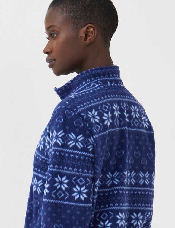 Veste zipp&eacute;e maille polaire imprim&eacute;e (marine / bleu)