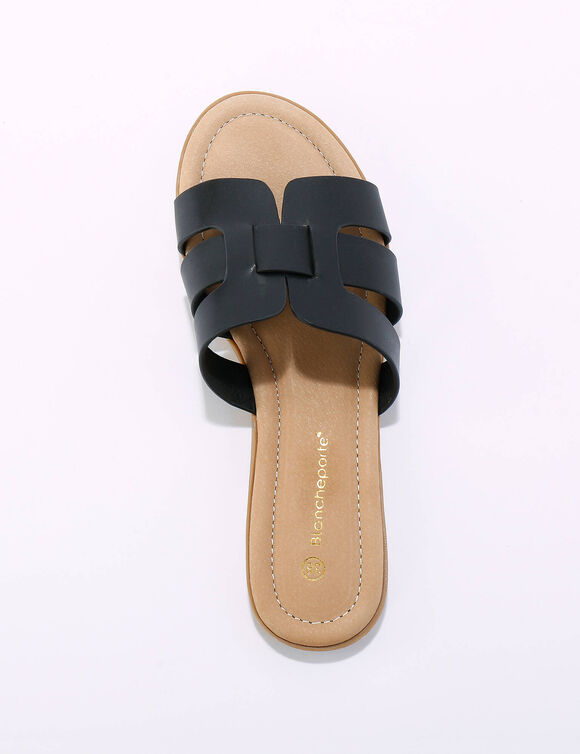 Mules plates bandes croisées (noir)