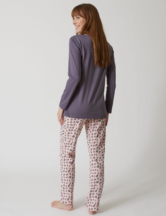 Pantalon pyjama coton imprimé "Beautiful" (gris anthracite)