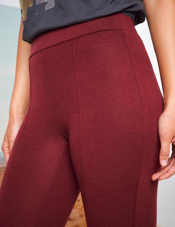 Legging plis piqués, taille élastiquée (bordeaux)