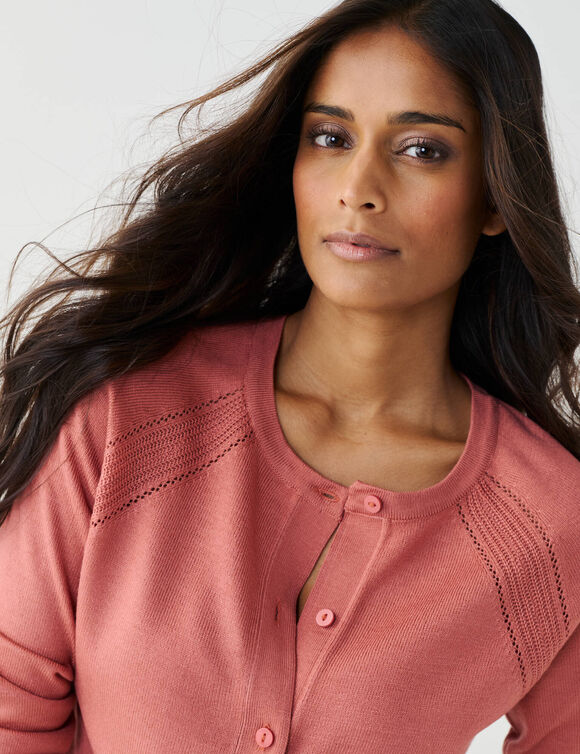 Gilet boutonn&eacute; fantaisie (terracotta)