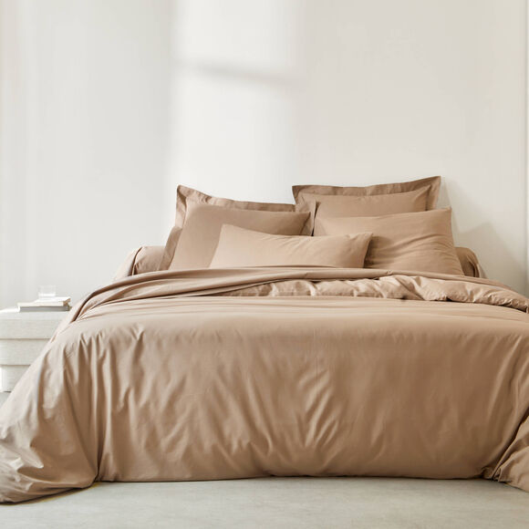 Effen bedlinnen in katoen (grijsbeige)