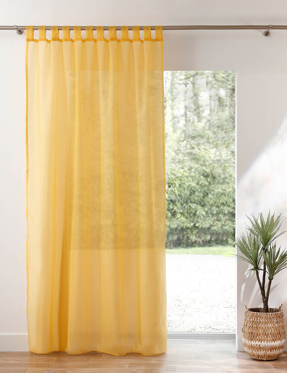 Effen voilegordijn met lussen (geel)