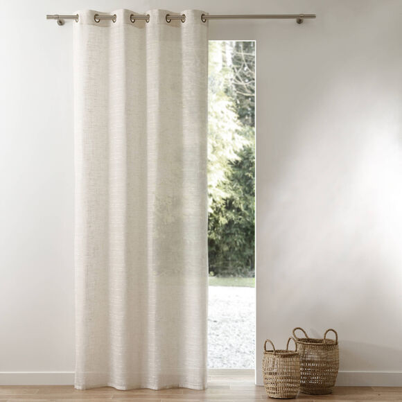 Panneau voilage tissage fantaisie - finition oeillets (ivoire)