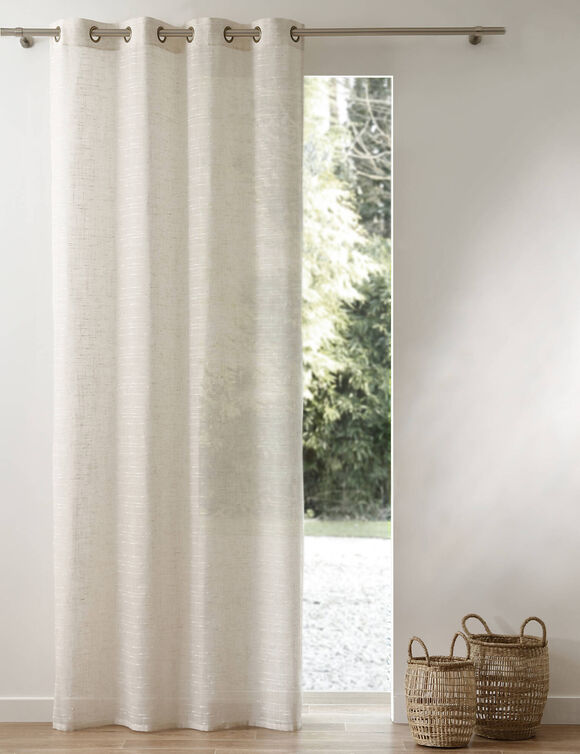 Panneau voilage tissage fantaisie - finition oeillets (ivoire)