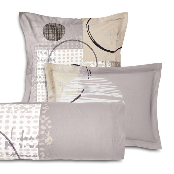 Diane-beddengoed met grafische print &ndash; katoen 57 draden/cm&sup2; (taupe)