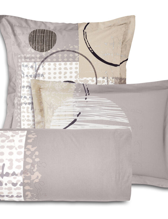 Linge de lit Diane imprim&eacute; graphique - coton 57 fils/cm&sup2; (taupe)