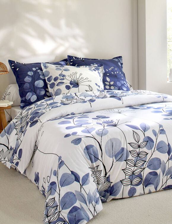 Linge de lit Danae imprim&eacute; - coton 57 fils/cm&sup2; (bleu encre)