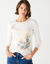 T shirt manches longues imprim&eacute; fleuri (&eacute;cru / noisette)
