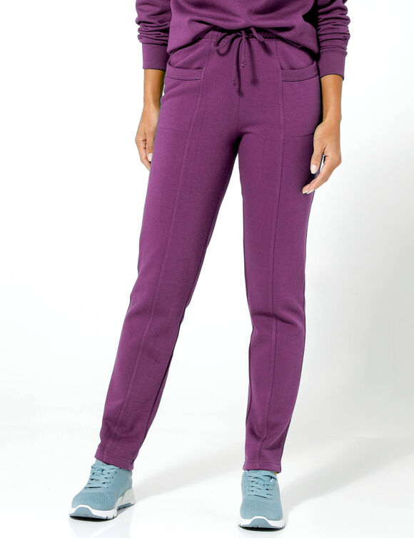Pantalon jogging, molleton gratté (raisin)