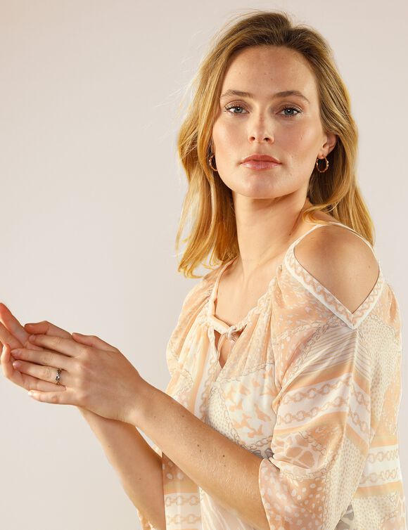Robe en voile imprimée (écru / beige)