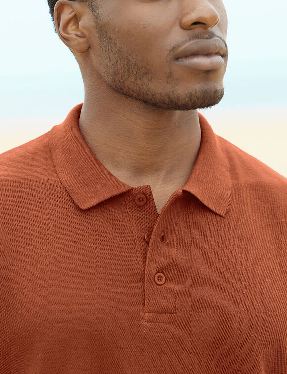 Polo uni maille piquée manches courtes (terracotta)