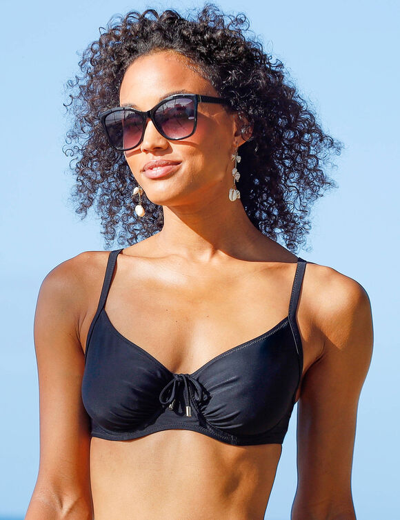 Haut de maillot de bain avec armatures Solaro - forme corbeille (noir)
