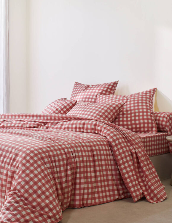Linge de lit Lou en flanelle imprim&eacute;e (bois de rose)
