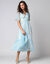 Robe longue imprim&eacute;e en voile "chiffon" (blauw / geel)