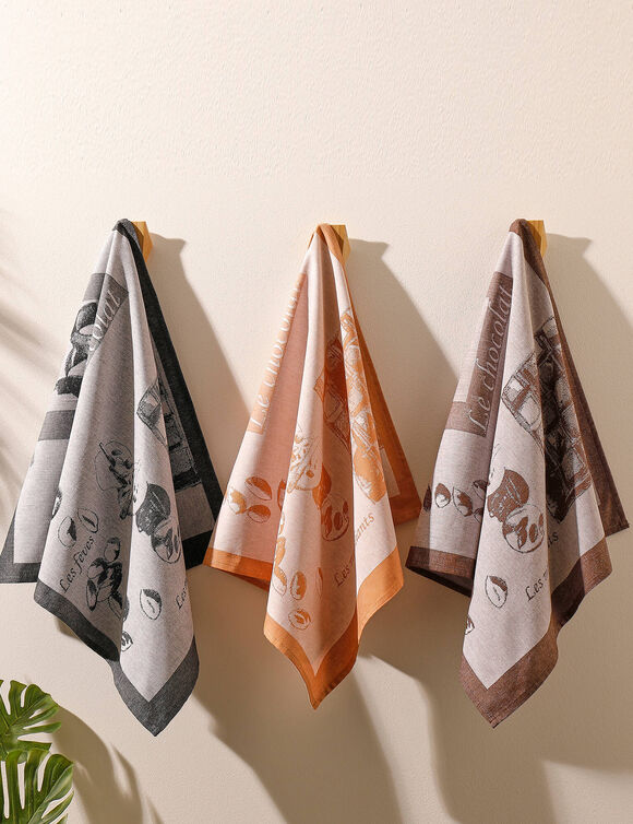 Droogdoek met 'Café' motief - set van 3 (driekleurig)