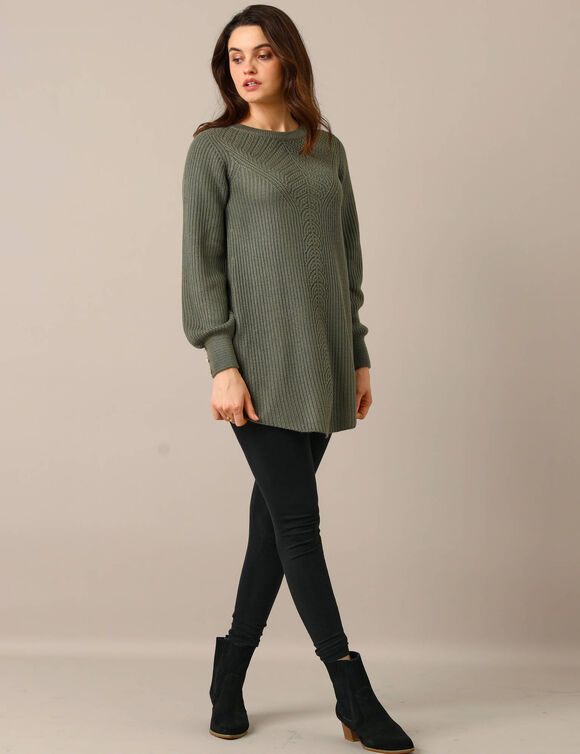 Pull-tunique maille fantaisie  (kaki)