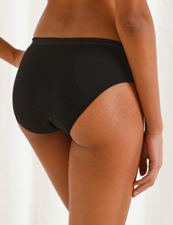 Slip menstruel en coton biologique (**) lavable - flux abondant (noir)