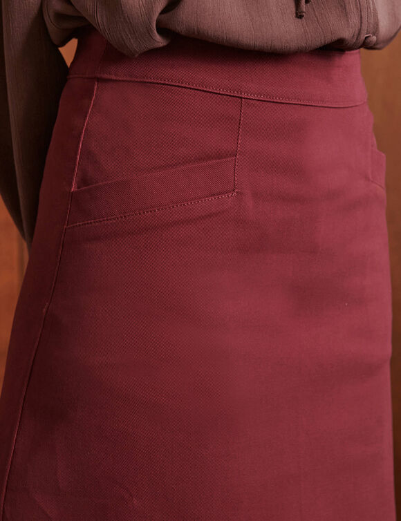 Jupe courte trap&egrave;ze, twill (bordeaux)