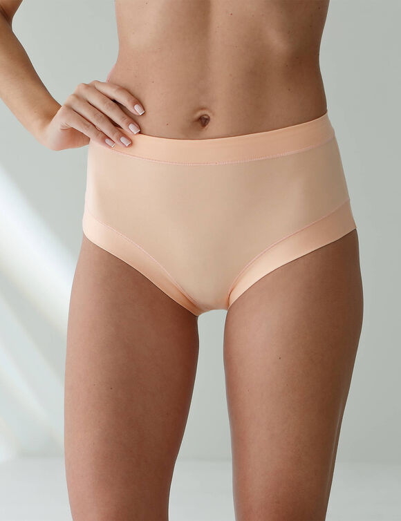 Maxislip in stretchkatoen met comfortabele tailleband "zonder elastieken" - set van 2 (nude + perzik)