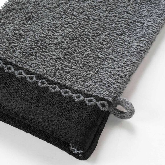 Éponge unie 450 g/m² liteau jacquard confort moelleux (anthracite)